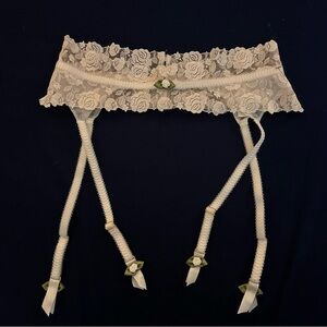For Love And Lemons Bridal Lace Rosette Floral Waist Garter Belt Wedding Ivory S